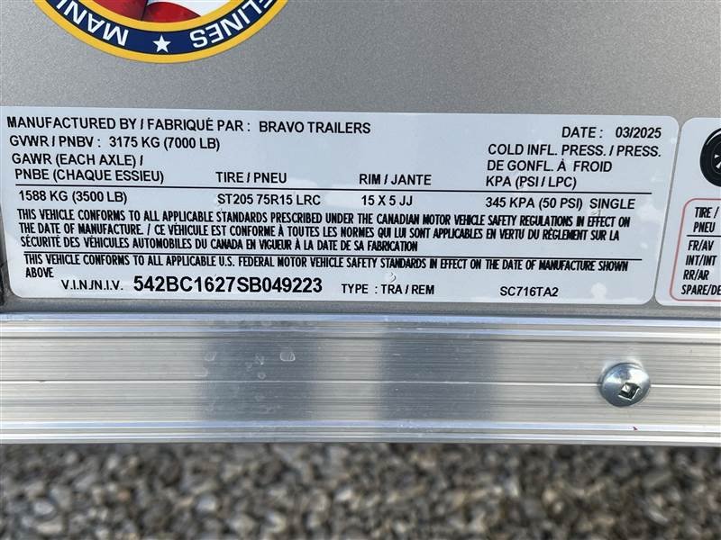 2025 Bravo Scout 7 x 16' w/ Rear Ramp TA BP - Image 4